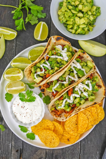 jackfruit tacos with green apple salsa