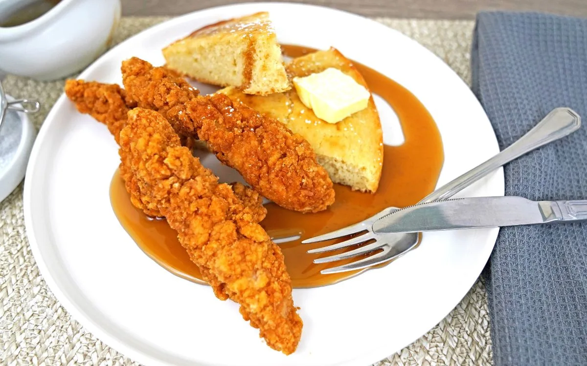 fried chicken and baked  pancake