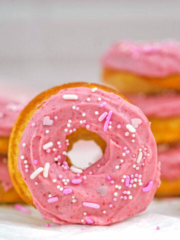 Baked Mini Donuts with Strawberry Frosting