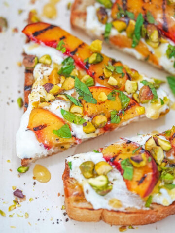 ricotta toast recipe with grilled peaches