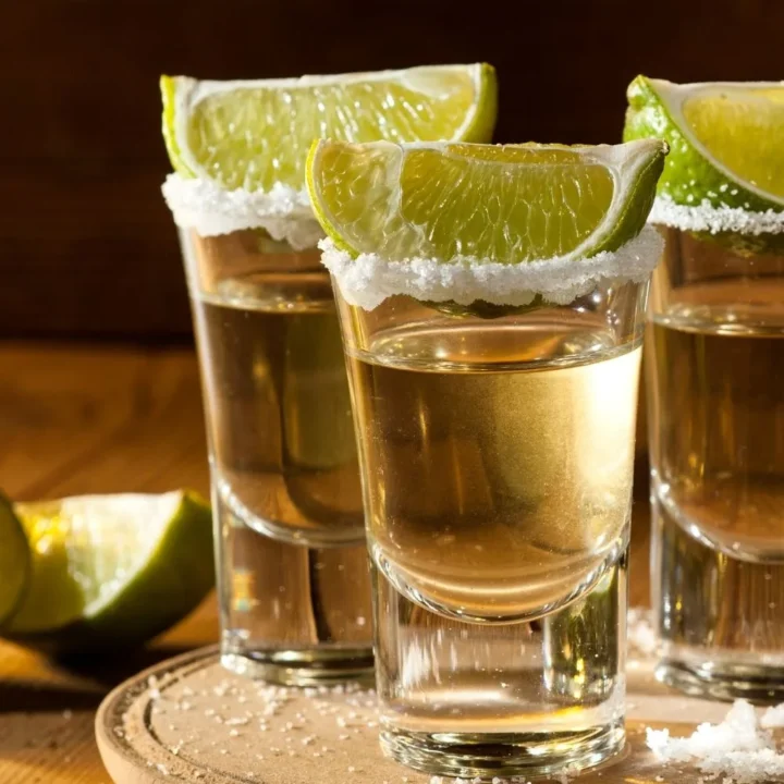 July 24 in national tequila day - tequila shots with lime