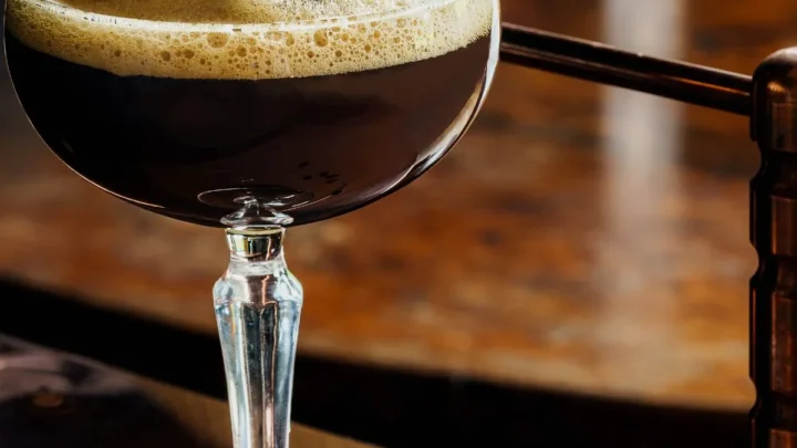 espresso martini with three coffee beans