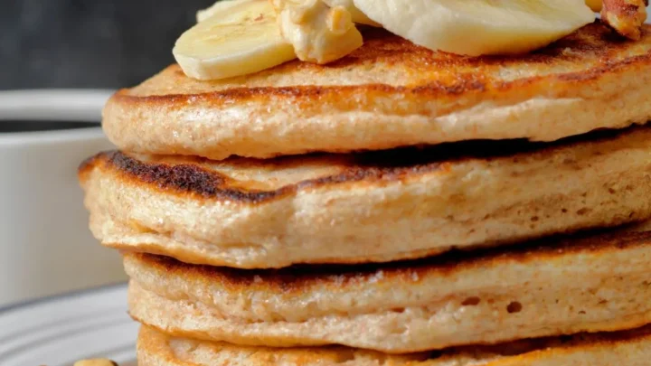 30 mouthwatering pancake recipes - stack of pancakes with bananas