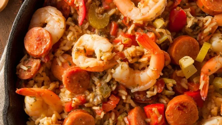 Recipes for Jambalaya - pot of jambalaya with rice and seasonings