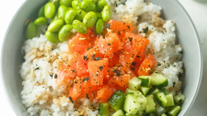 delicious and nutritious rice bowl recipes - salmon edamame rice bowl recipe