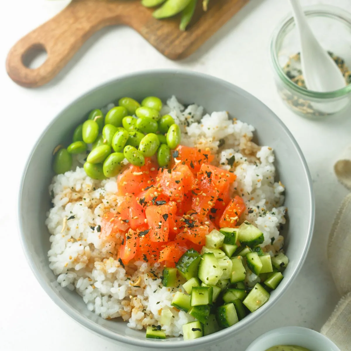 delicious and nutritious rice bowl recipes - salmon edamame rice bowl recipe