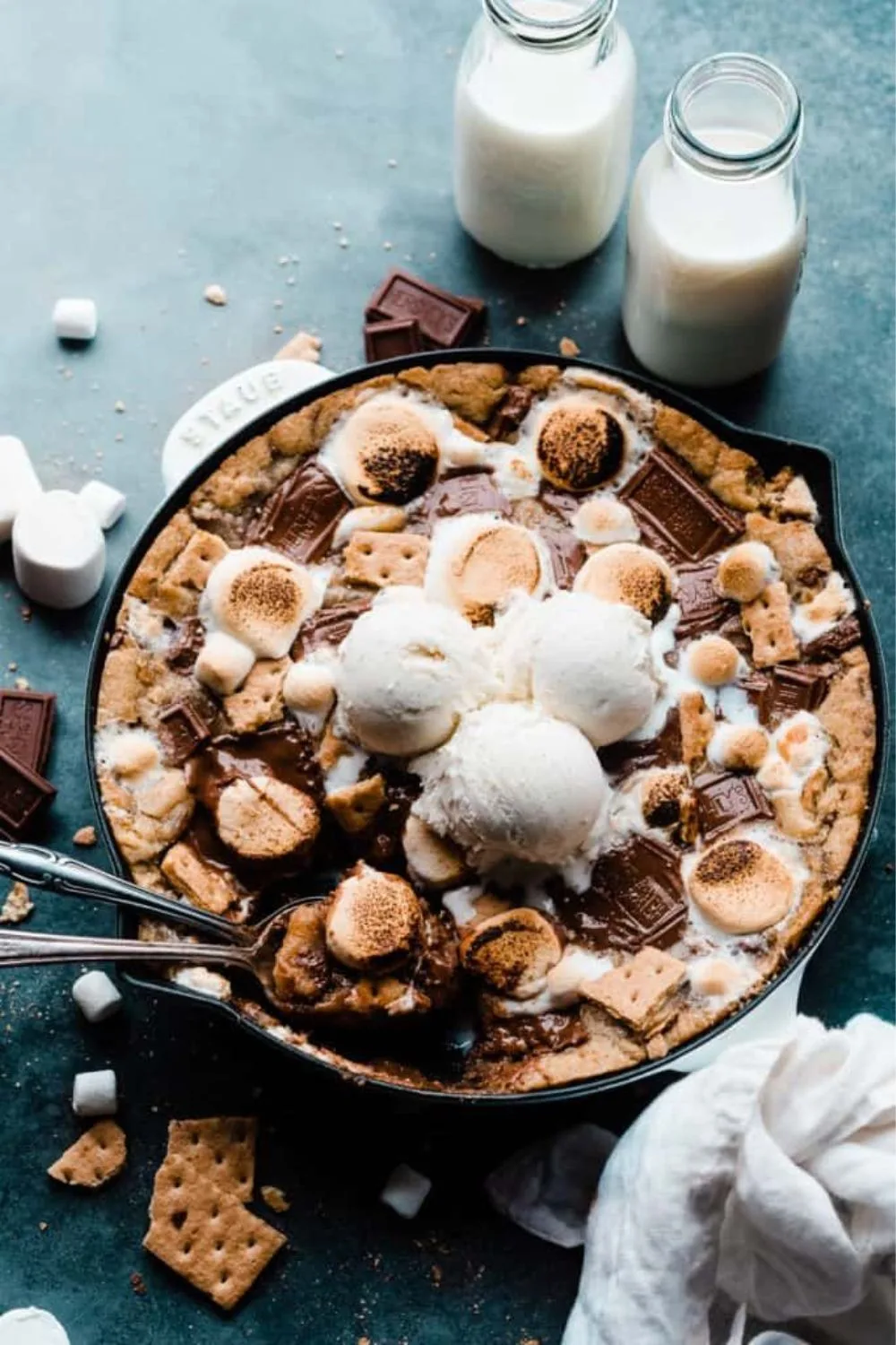 S'mores stuffed skillet cookie