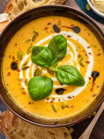 pumpkin soup with fresh basil