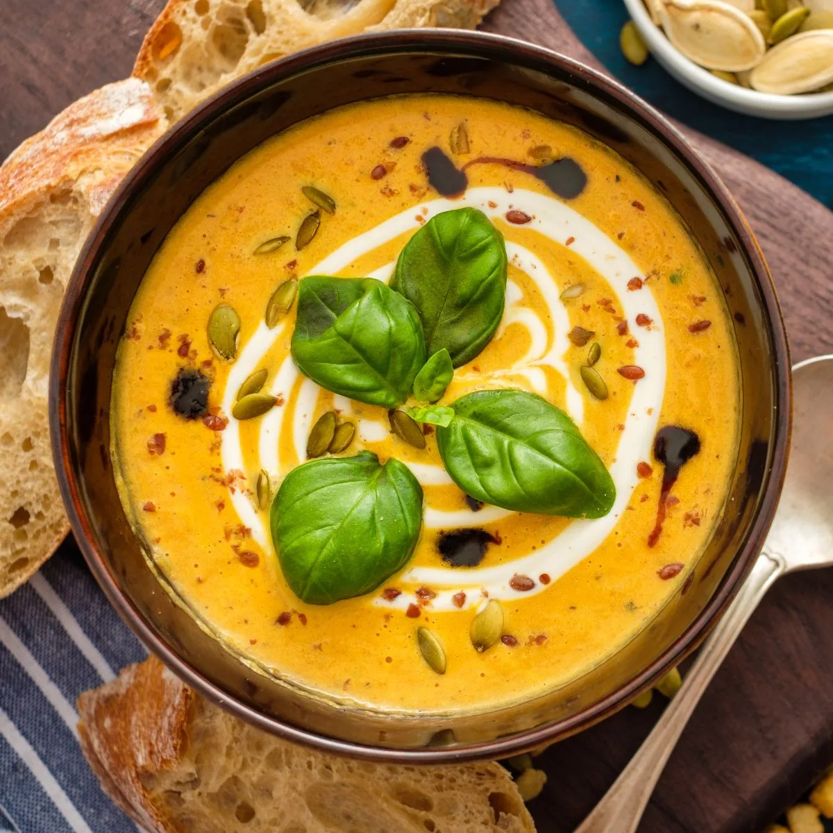 Easy Pumpkin Soup with Fresh Basil