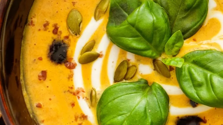 pumpkin soup with fresh basil