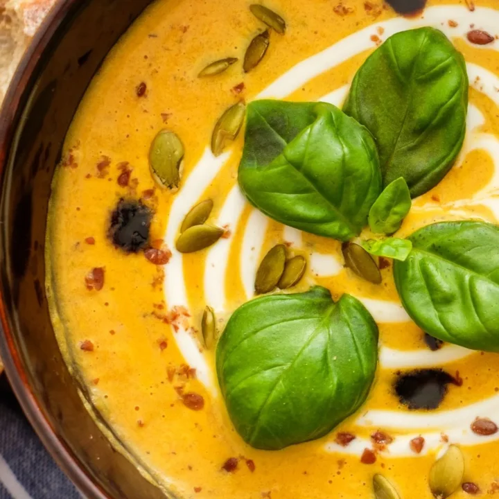 pumpkin soup with fresh basil