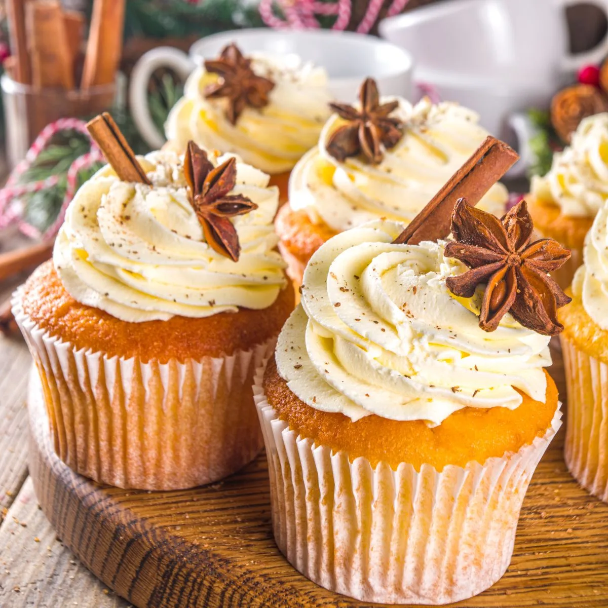 eggnog cupcakes with eggnog frosting