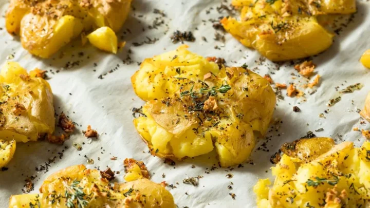 garlic herbed smash potatoes