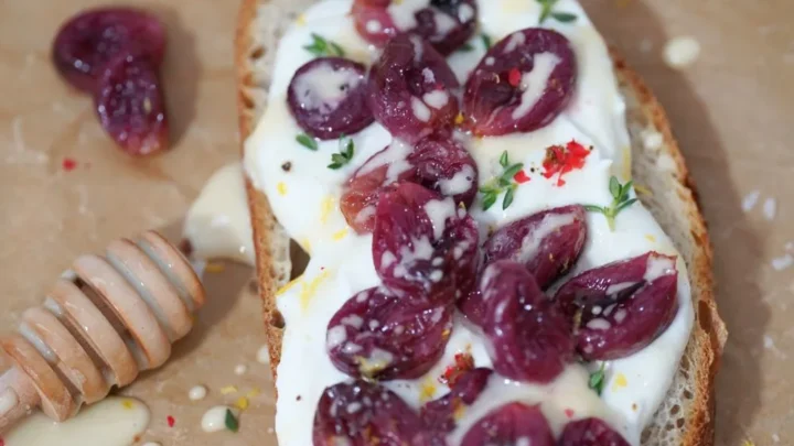 Roasted Grape Ricotta Toast