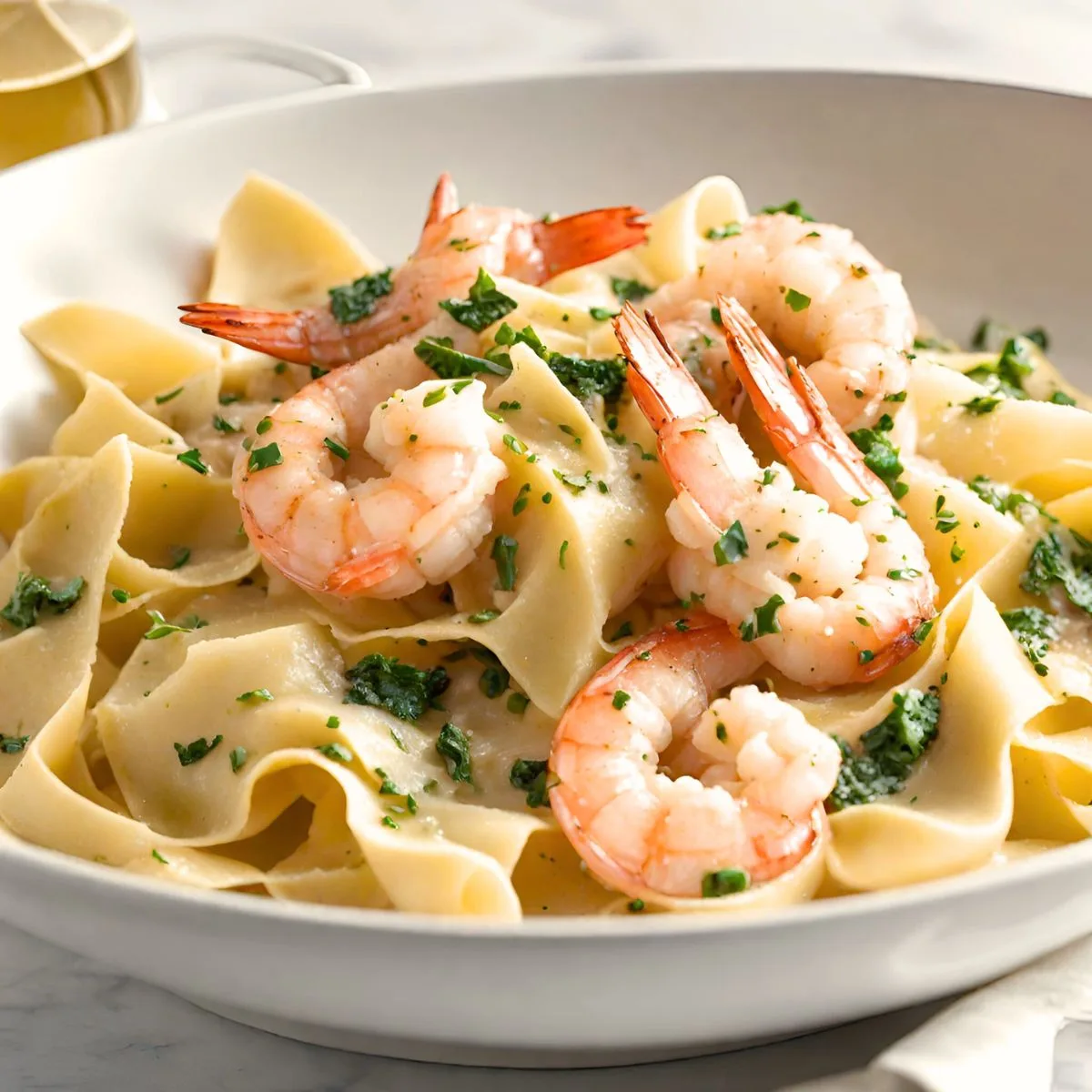 champagne shrimp scampi with pappardelle pasta recipe