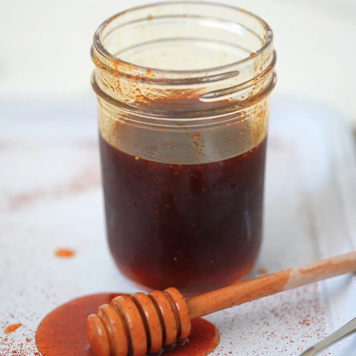 homemade hot honey in a clear jar