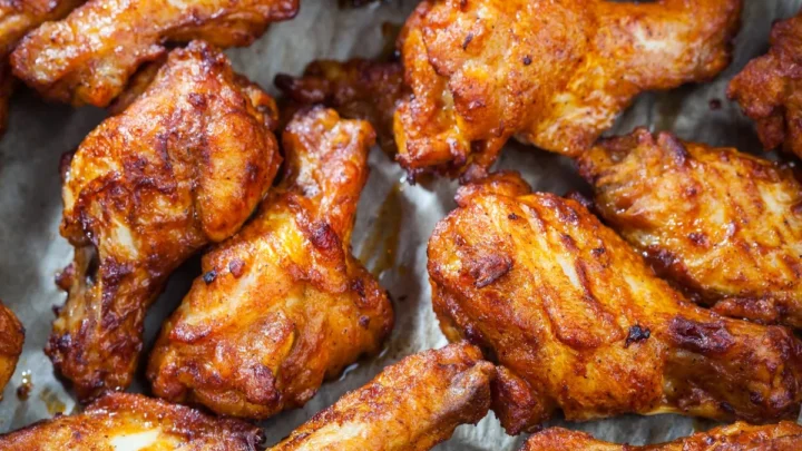 baked chicken wings on a tray