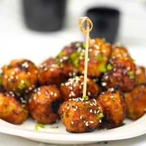 Teriyaki Chicken Meatballs on a plate