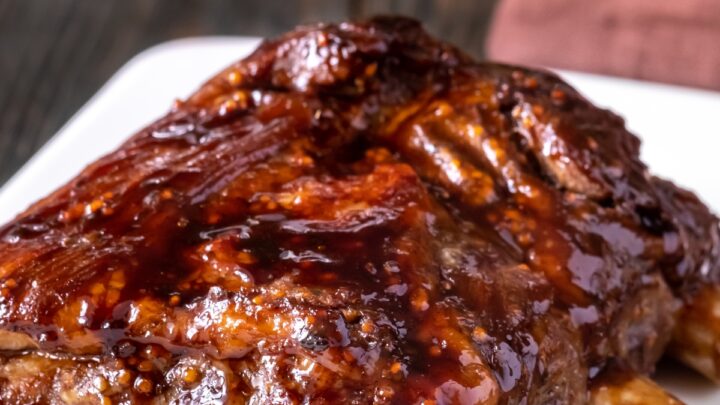 BBQ oven ribs on a white plate