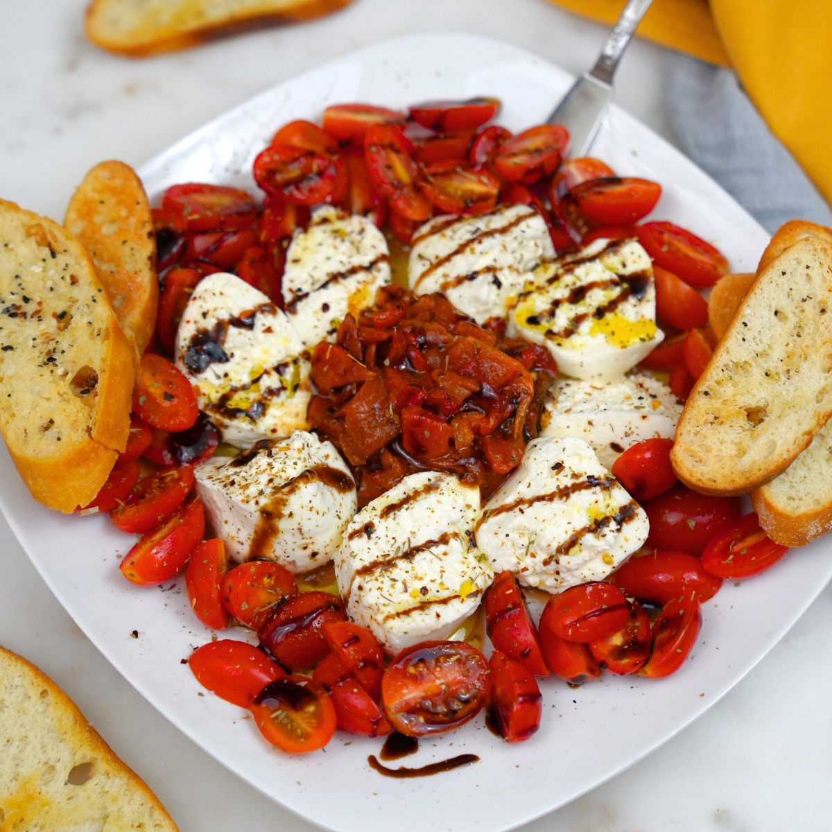 Roasted Pepper and Tomato Burrata Platter