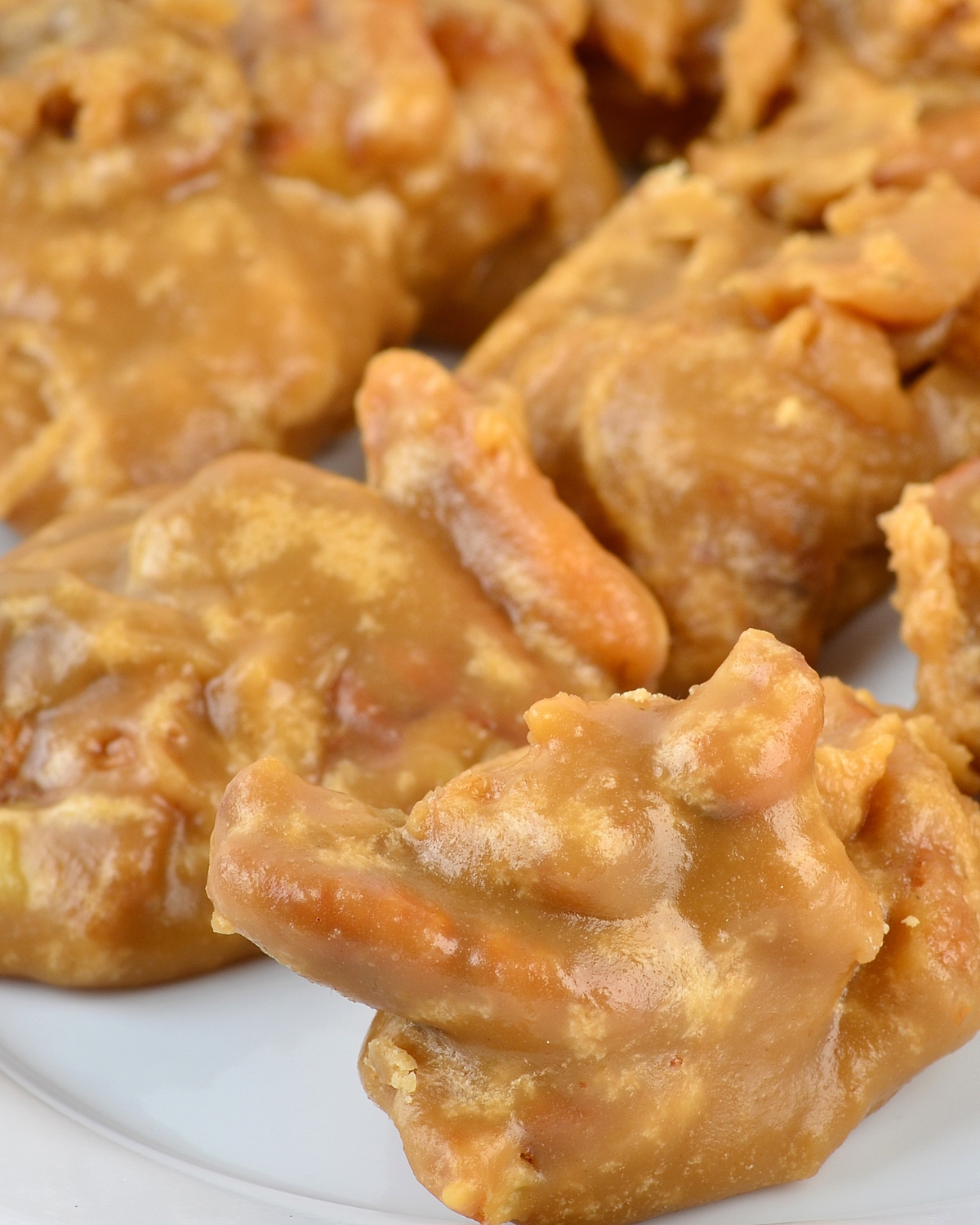 southern pecan pralines on a white plate