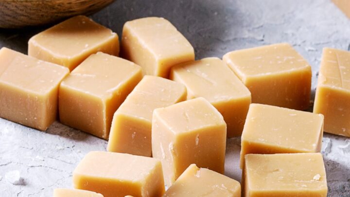 salted caramel fudge with flaked sea salt