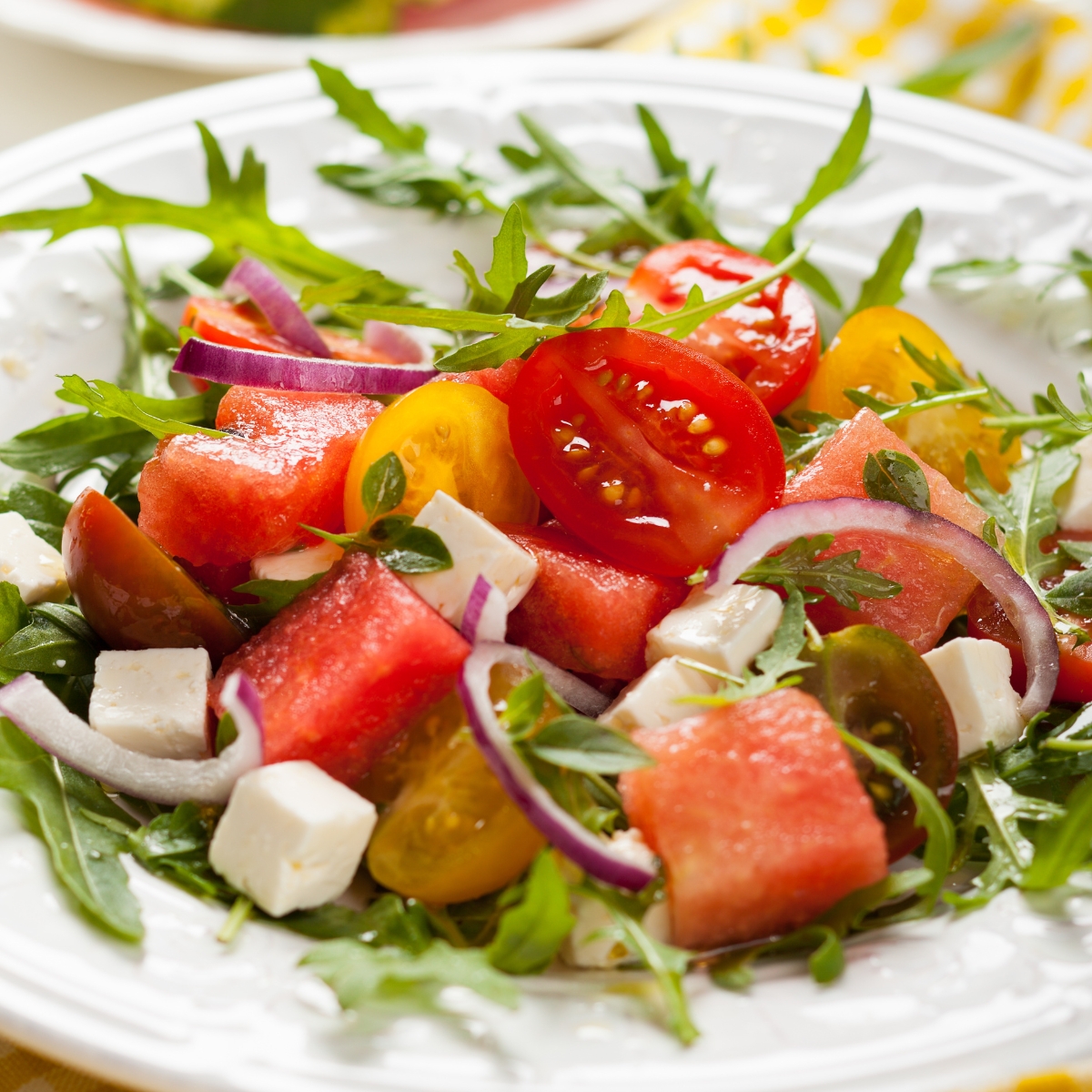 watermelon tomato salad with balsamic vinegar