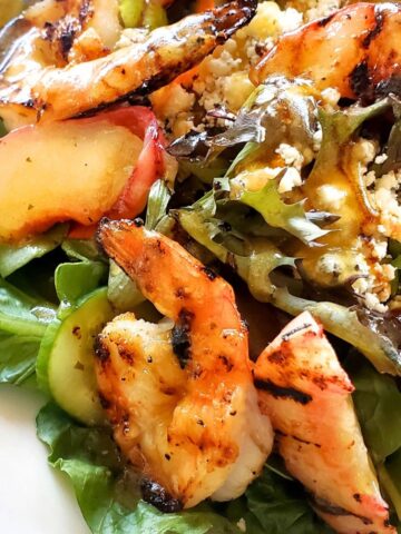 Grilled Shrimp and White Peach Salad