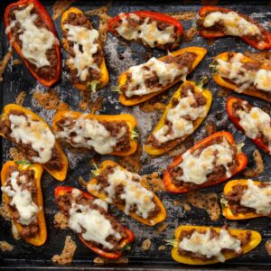 Stuffed Mini Peppers with Taco Meat and Cheese