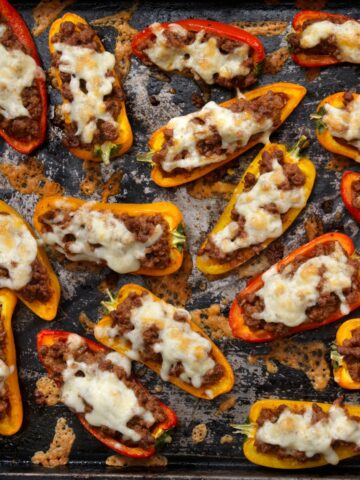 Stuffed Mini Peppers with Taco Meat and Cheese