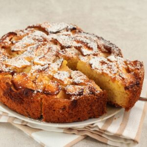 Easy Apple Cake on a white plate