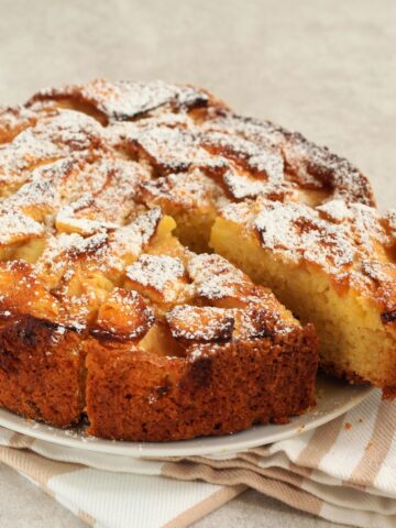 Easy Apple Cake on a white plate