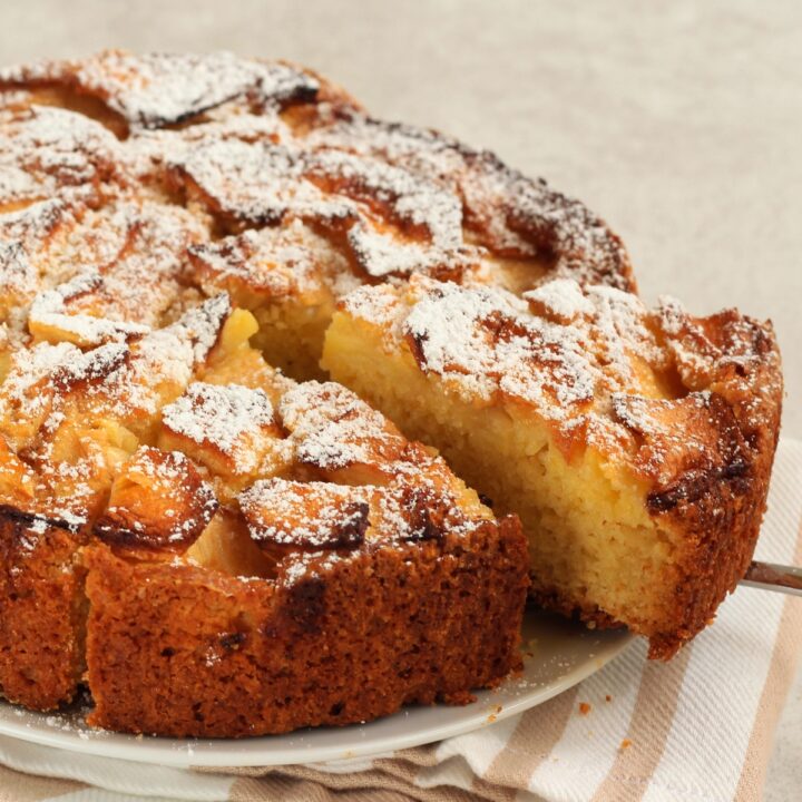 Easy Apple Cake on a white plate