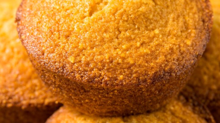 Pumpkin Corn Bread Muffins stacked